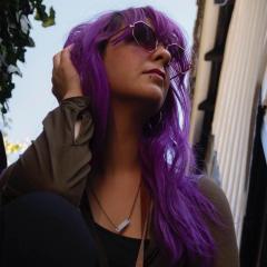 Kim with the purple hair